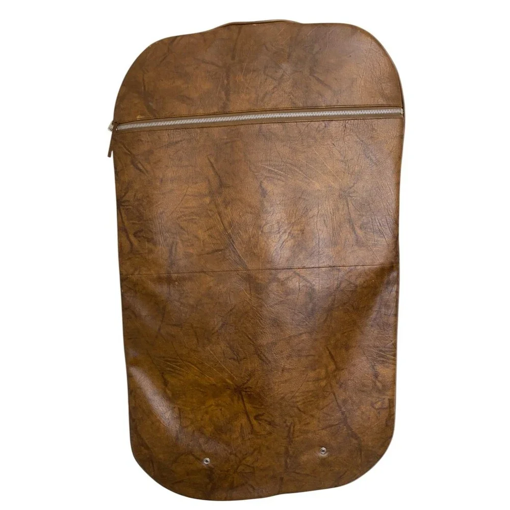 Vintage 1970s American Tourister Triumph Garment Bag Faux Leather Travel Suit